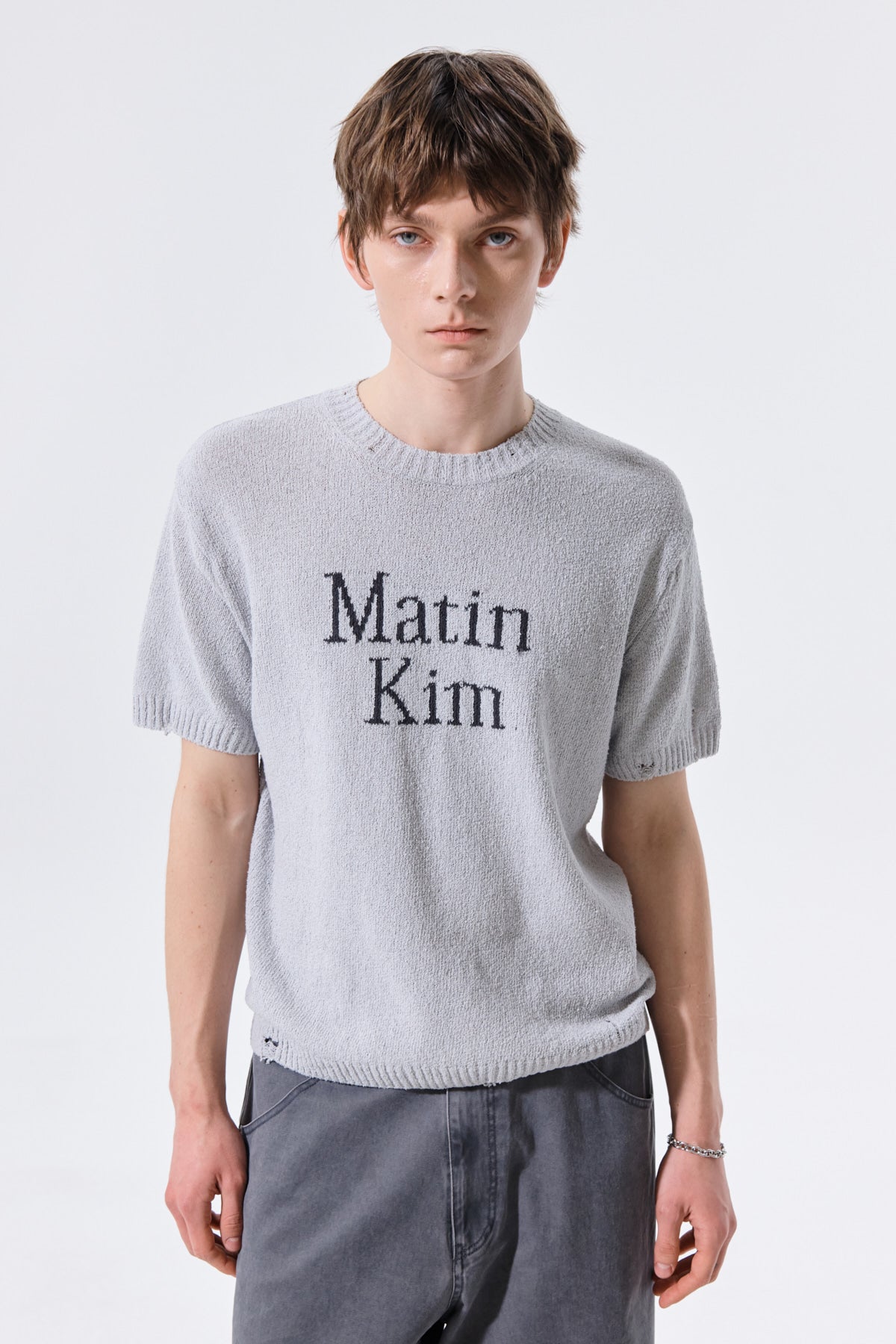 Matin Kim - Half Sleeve Logo Pullover (Light Grey) product image 10 | TRAB K-Fashion Australia