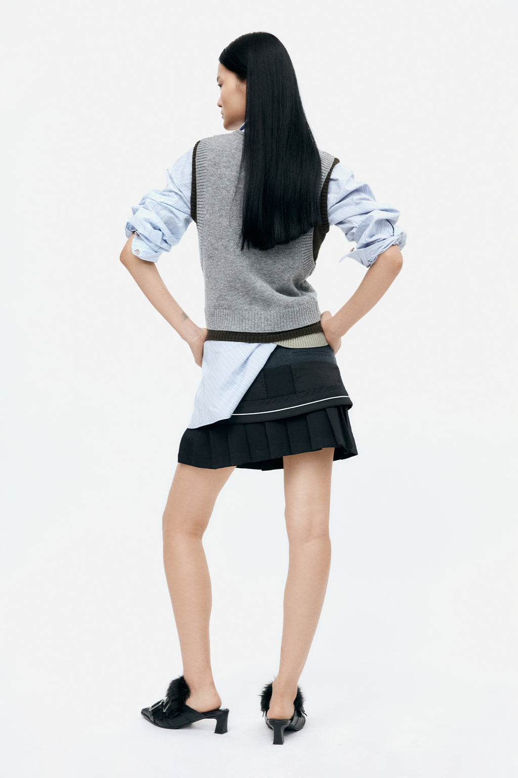 Andersson Bell - Tres Layered Sleeveless Top (Grey) product image 3 | TRAB K-Fashion Australia
