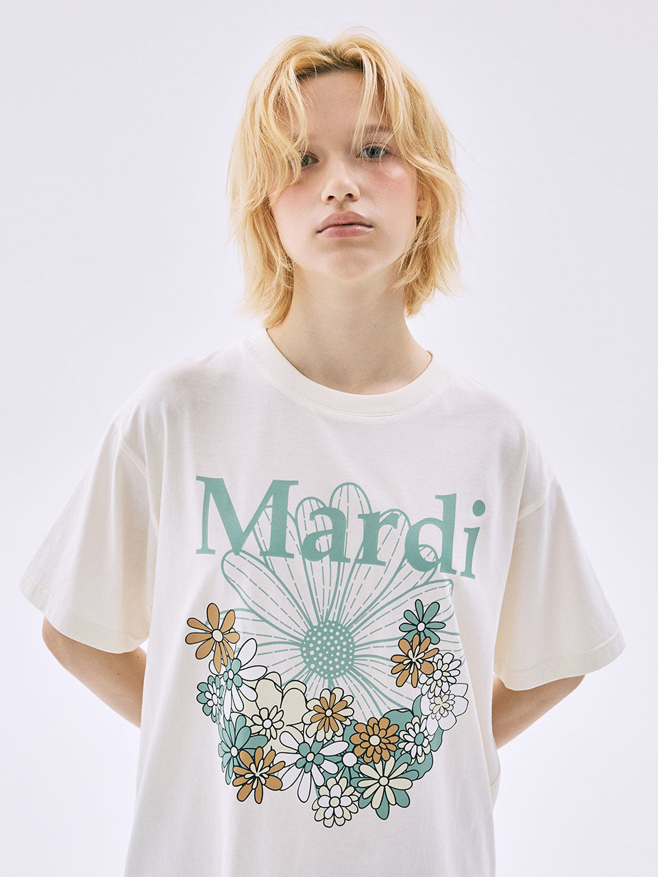 Mardi Mercredi - Tshirt Flowermardi Jardin (Cream Mossgreen) product image 1 | TRAB K-Fashion Australia
