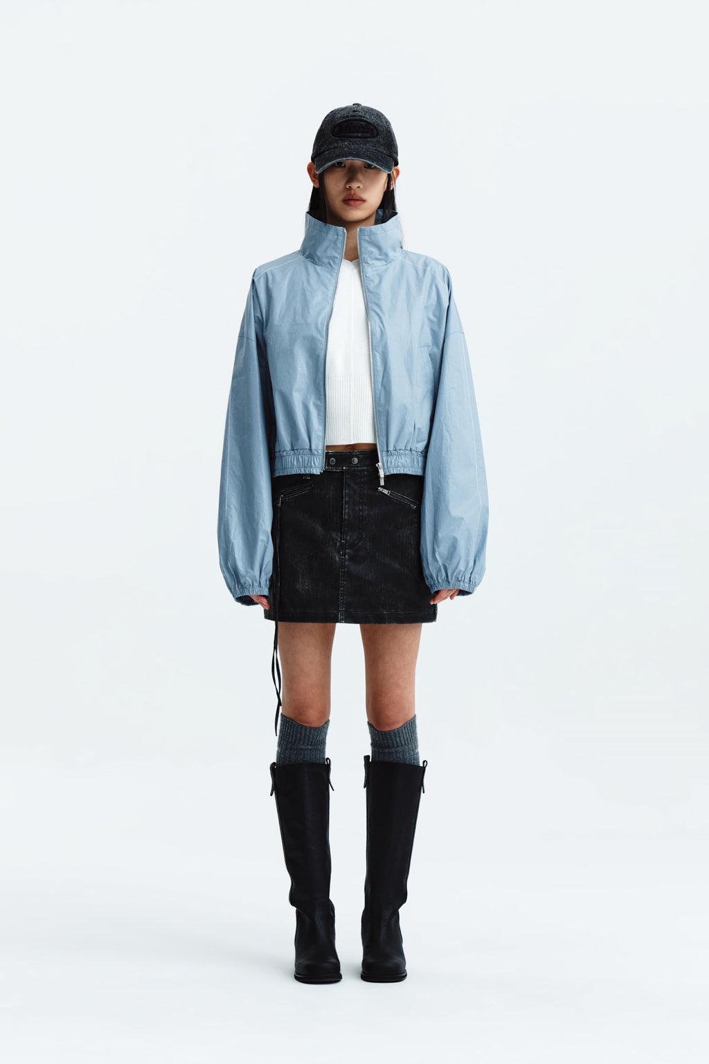 Matin Kim - Matin Coating Crop Blouson (Sky) product image 6 | TRAB K-Fashion Australia