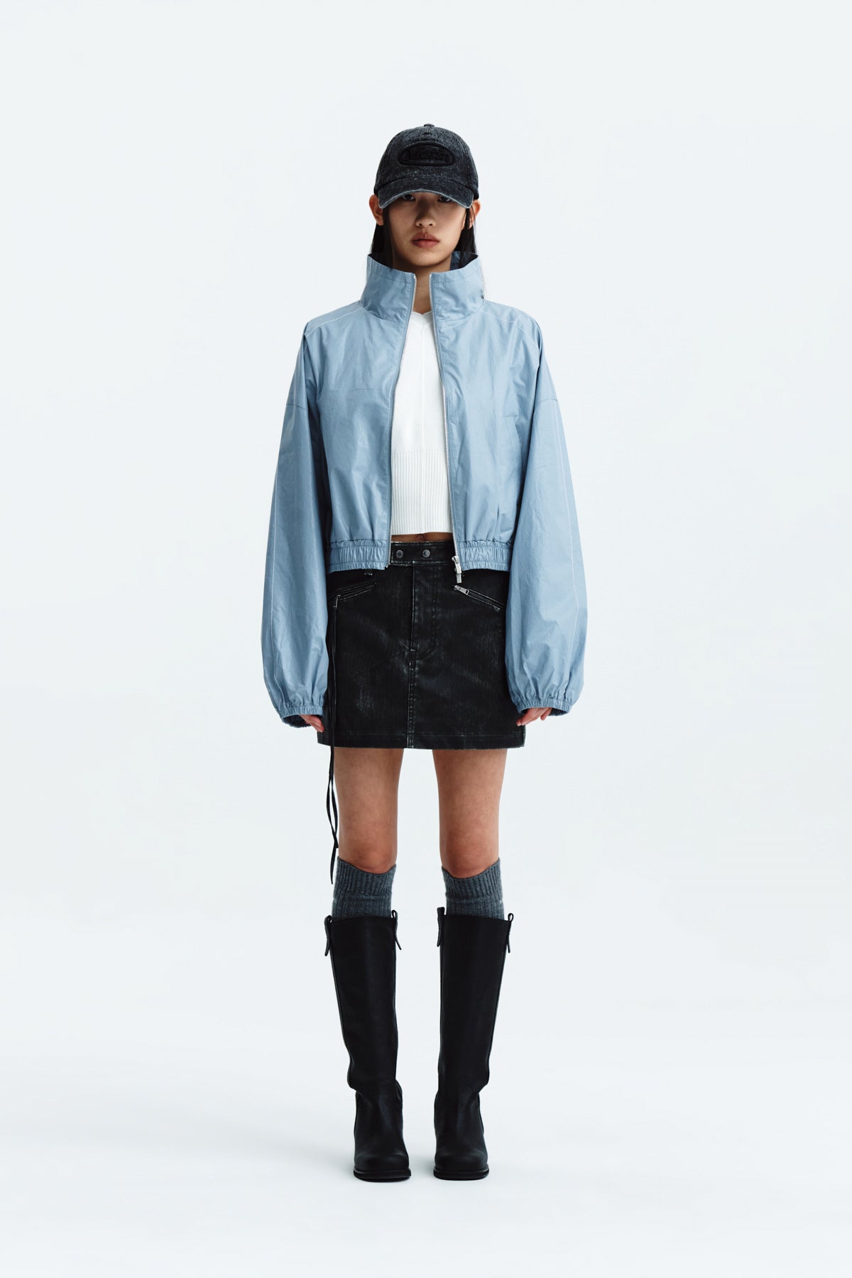 Matin Kim - Matin Coating Crop Blouson (Sky) product image 6 | TRAB K-Fashion Australia