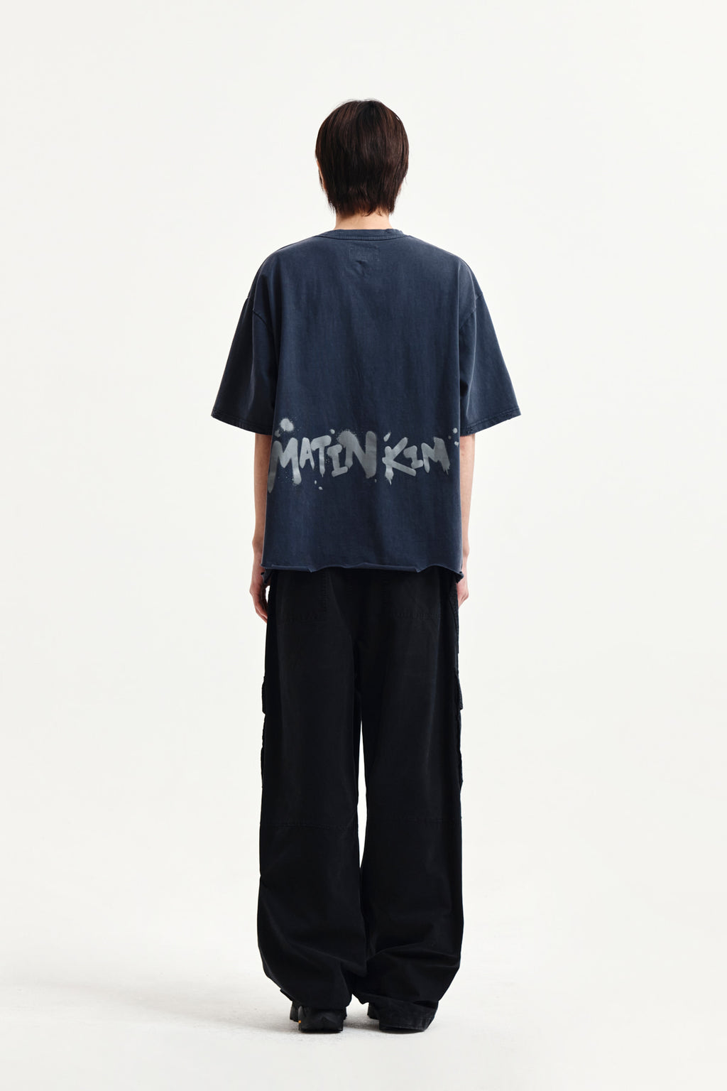 Matin Kim - Raw Cut Graffiti Logo Top (Navy) product image 12 | TRAB K-Fashion Australia