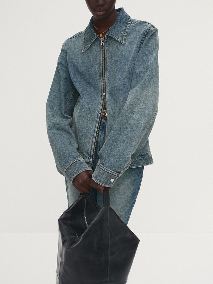 Tonywack - Denim Zippered Jacket (Washed Mid Blue) product image 5 | TRAB K-Fashion Australia