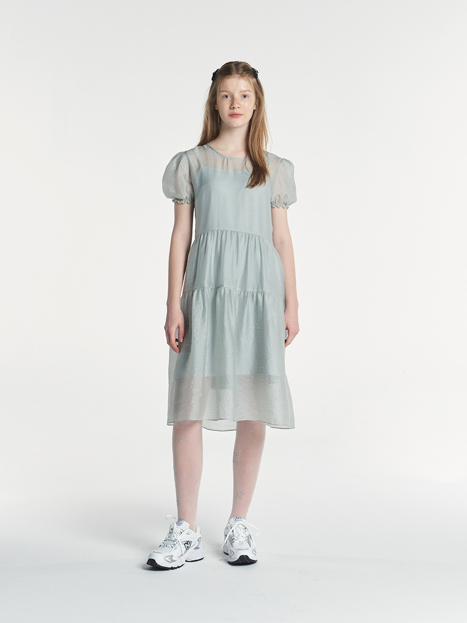 Margarin Fingers - Back Ribbon Organza Dress (powder Blue) product image 1 | TRAB K-Fashion Australia