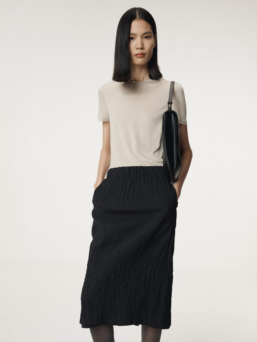 Recto - Wave Jacquard Banding Skirt (Black) product image 6 | TRAB K-Fashion Australia