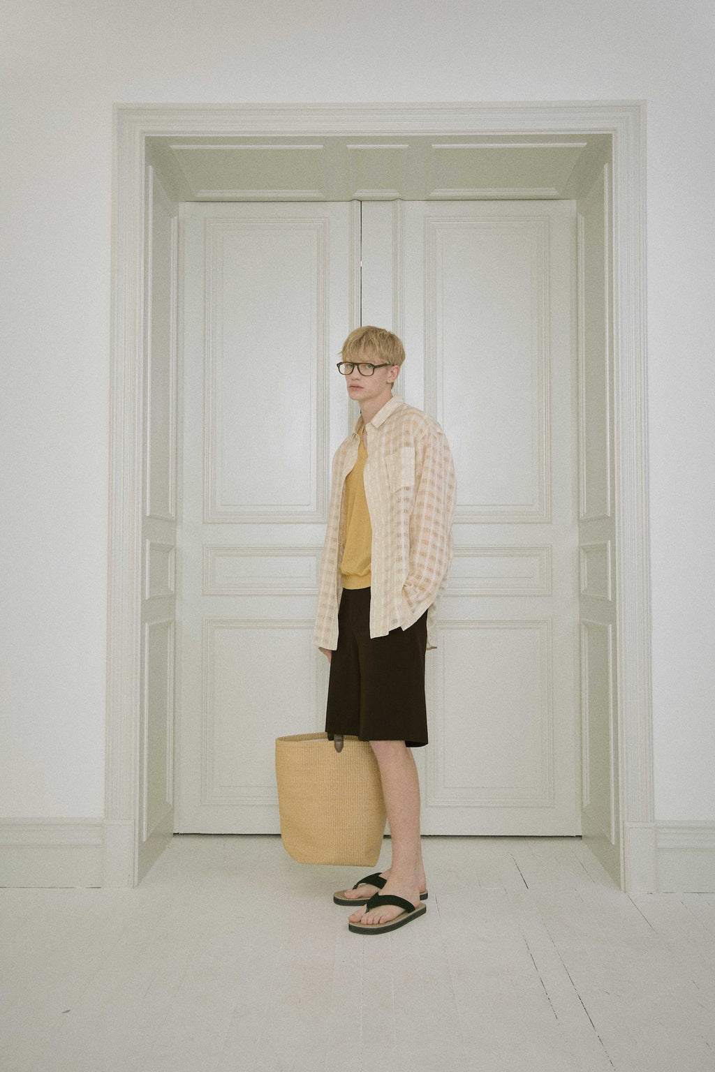 STU - Comfortable Check Shirt (Beige) product image 6 | TRAB K-Fashion Australia