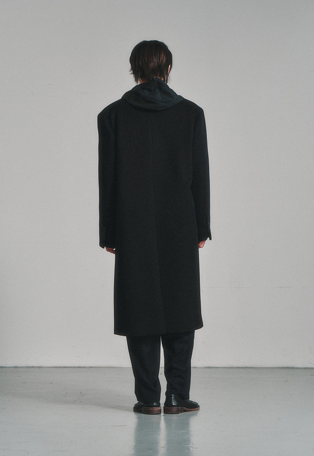Art if acts - Leather Collar Double-Breasted Coat (Black) product image 4 | TRAB K-Fashion Australia