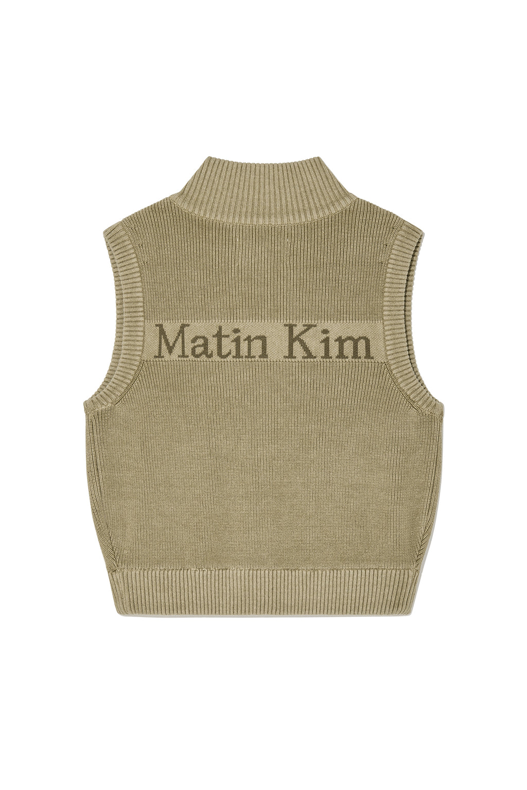 Matin Kim - Logo Point Washed Knit Vest (Light Khaki) product image 2 | TRAB K-Fashion Australia
