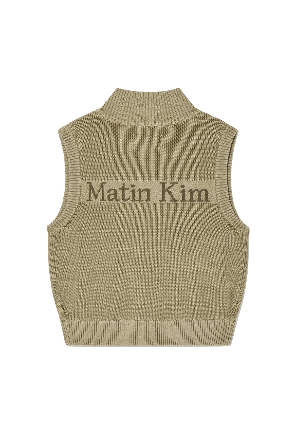 Matin Kim - Logo Point Washed Knit Vest (Light Khaki) product image 2 | TRAB K-Fashion Australia