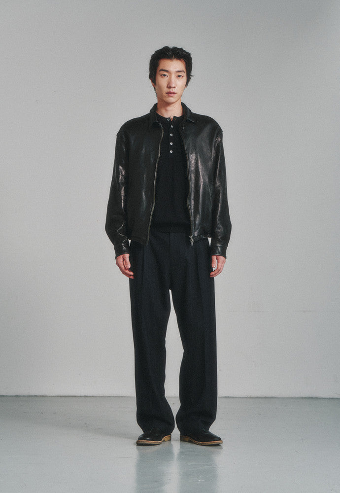 Art if acts - Washed Vegetable Leather Swing Jacket (Black) product image 2 | TRAB K-Fashion Australia