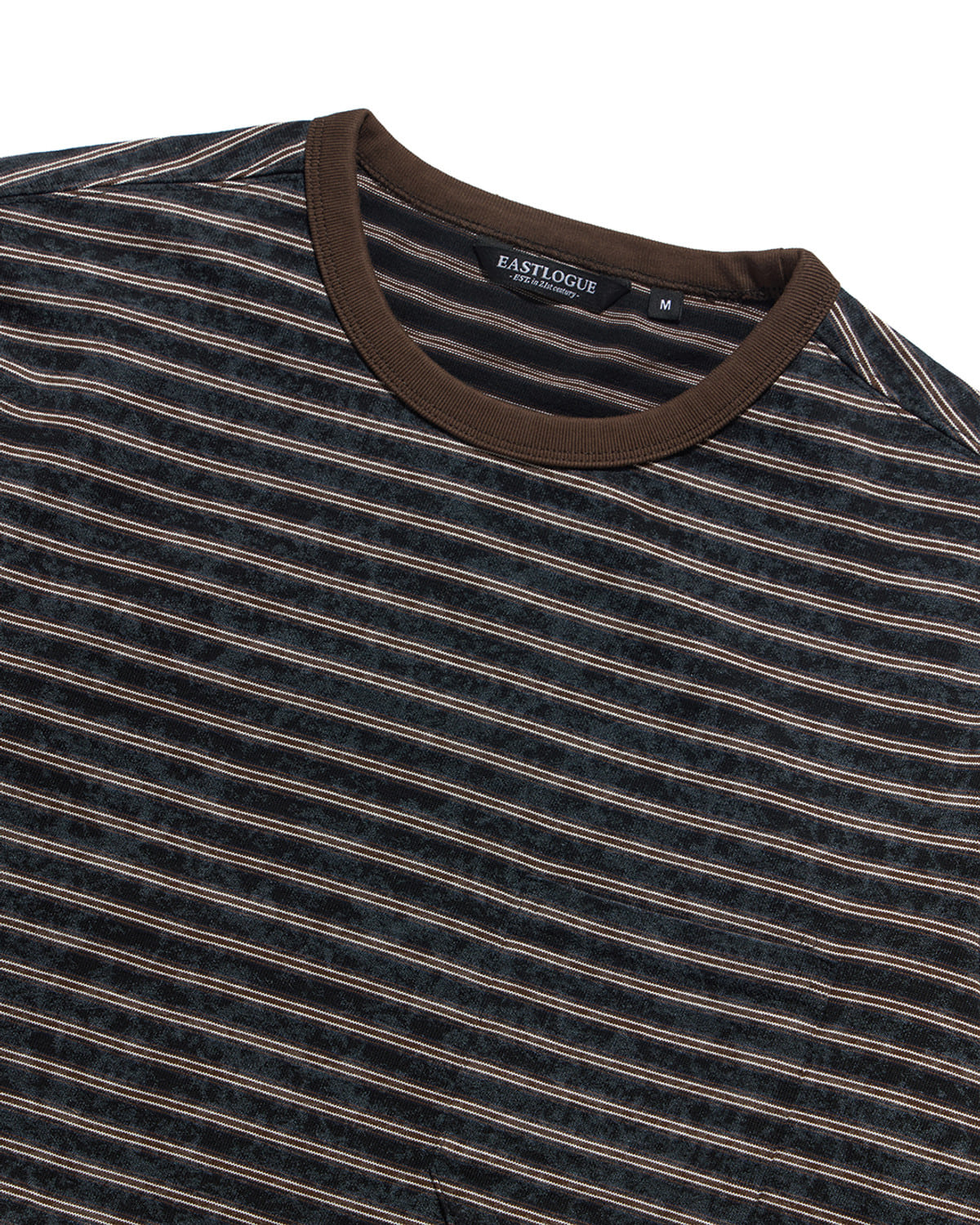 Eastlogue - Bleached Stripe Pocket L.s T-shirts (Navy & Brown Stripe) product image 7 | TRAB K-Fashion Australia