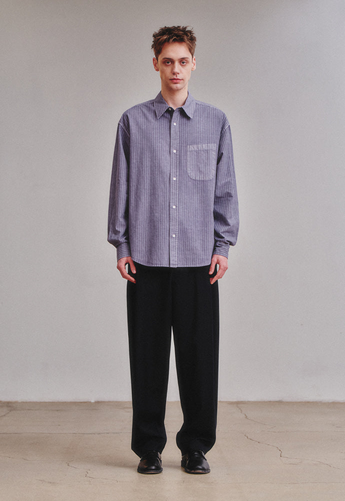 Art if acts - Pigment Dyed Stripe Shirt (Violet Grey) product image 3 | TRAB K-Fashion Australia