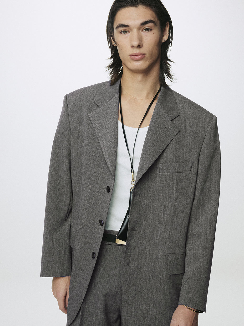 Tonywack - Melange Wool Oversized Tailored Jacket (Melange Grey) product image 9 | TRAB K-Fashion Australia