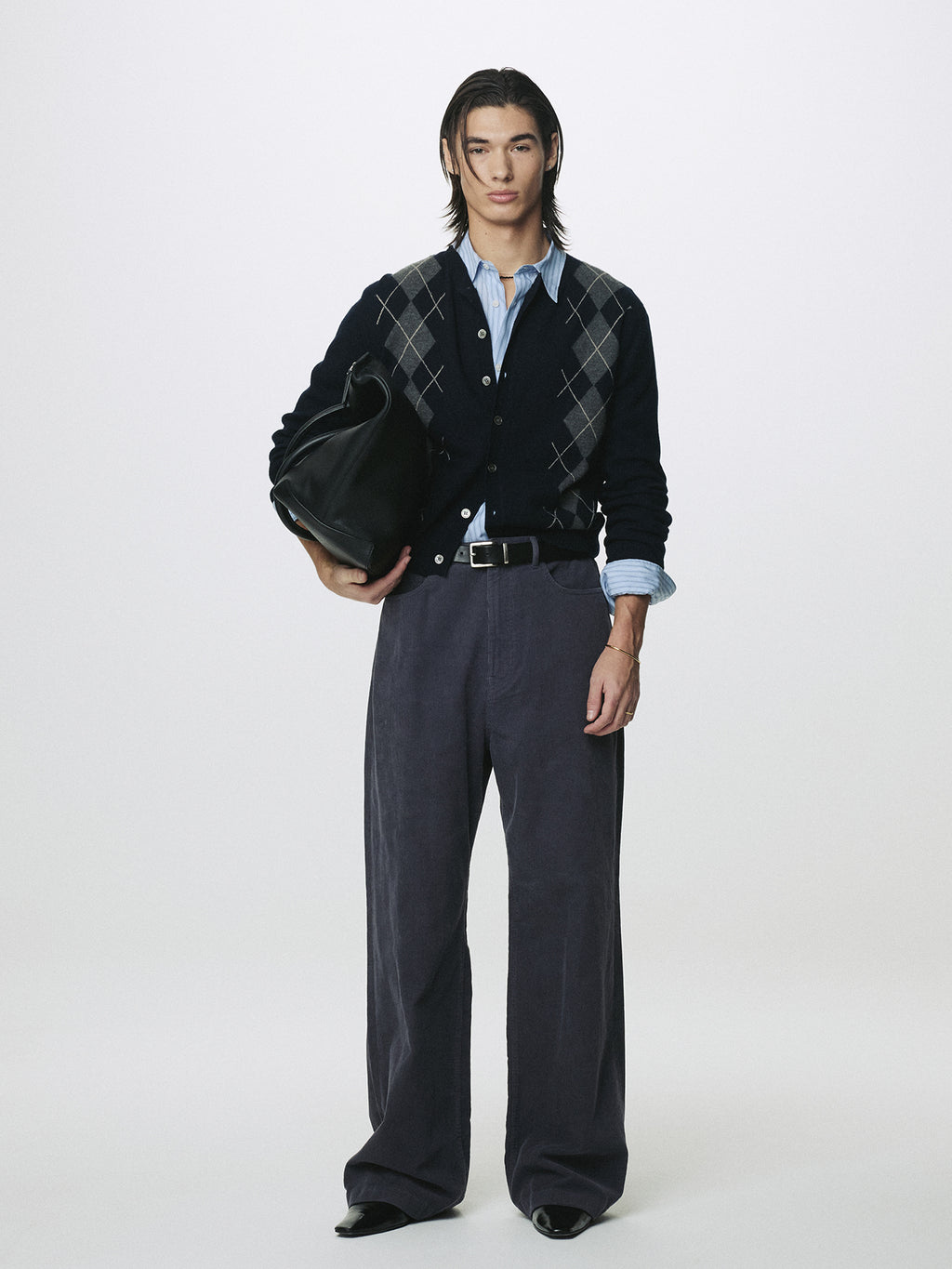 Tonywack - Washed Corduroy Wide-Leg Pants (Purple Navy) product image 2 | TRAB K-Fashion Australia