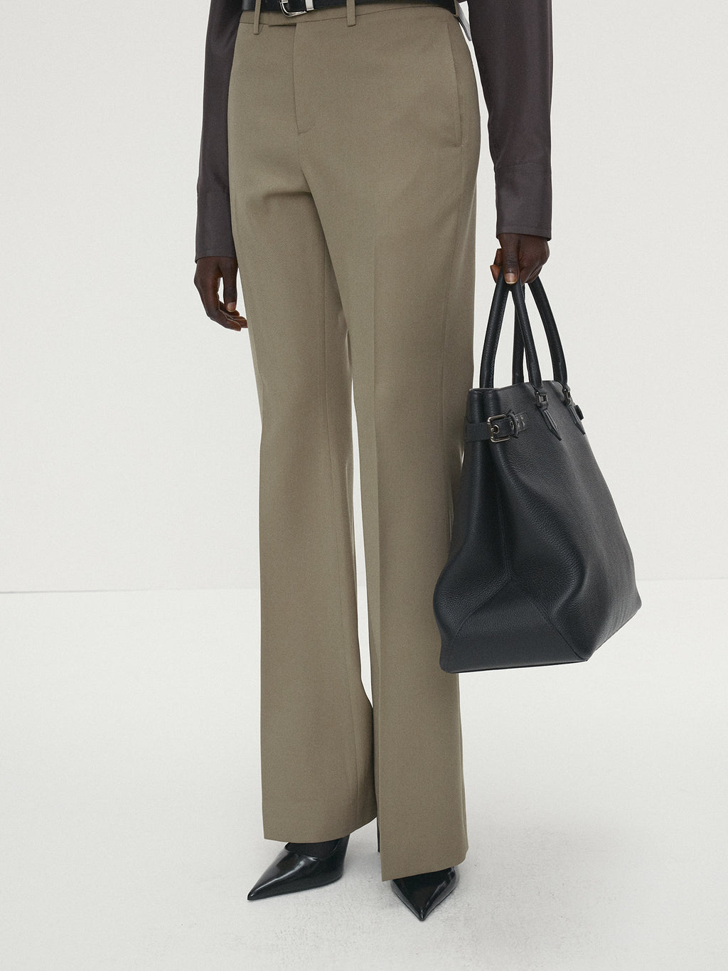Tonywack - Wool Twill Flared Trousers (Khaki) product image 4 | TRAB K-Fashion Australia