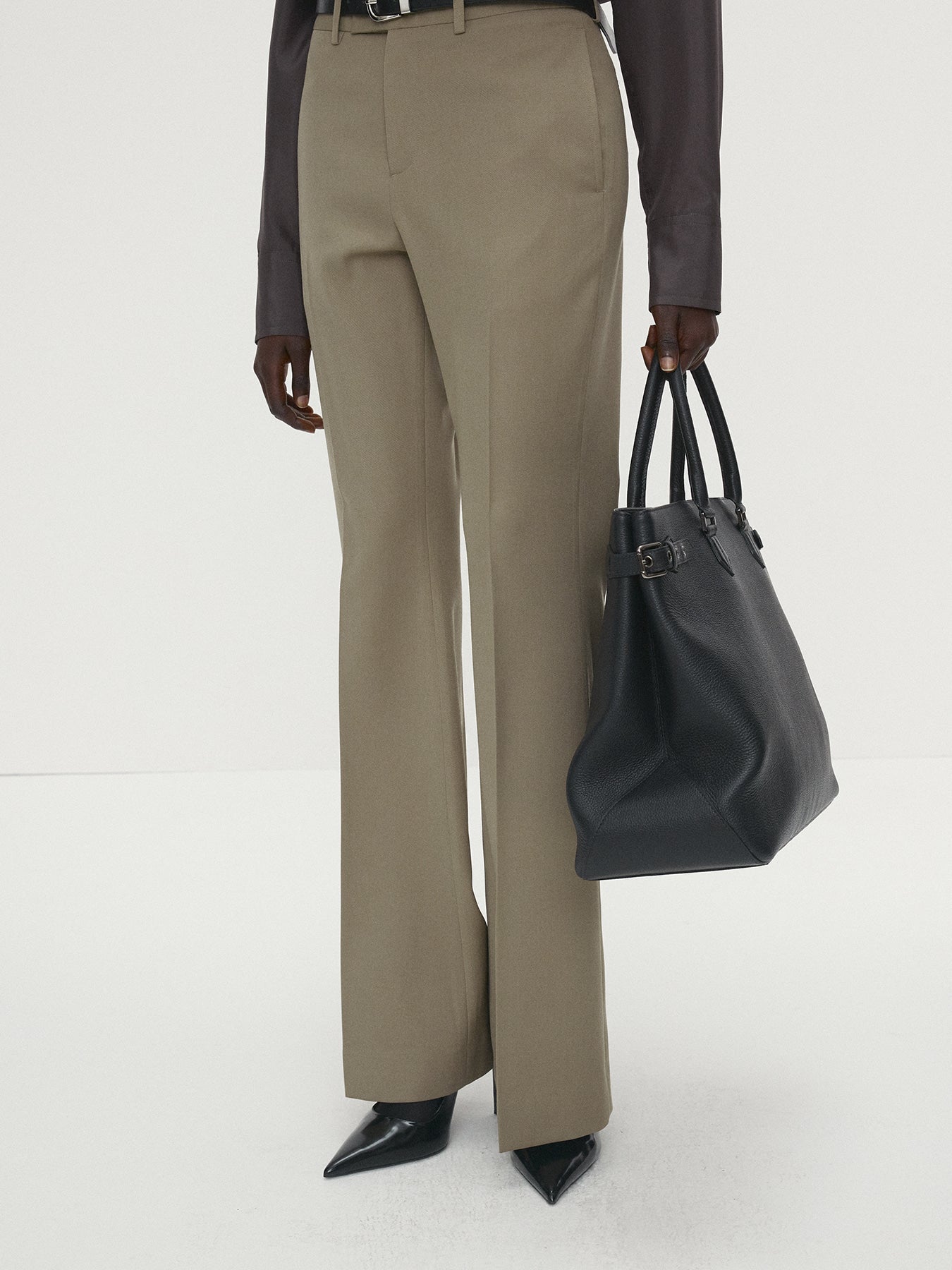Tonywack - Wool Twill Flared Trousers (Khaki) product image 4 | TRAB K-Fashion Australia