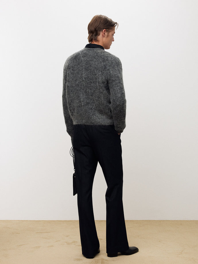 Tonywack - Wool And Mohair Ribbed Mesh Cardigan (Melange Grey) product image 4 | TRAB K-Fashion Australia