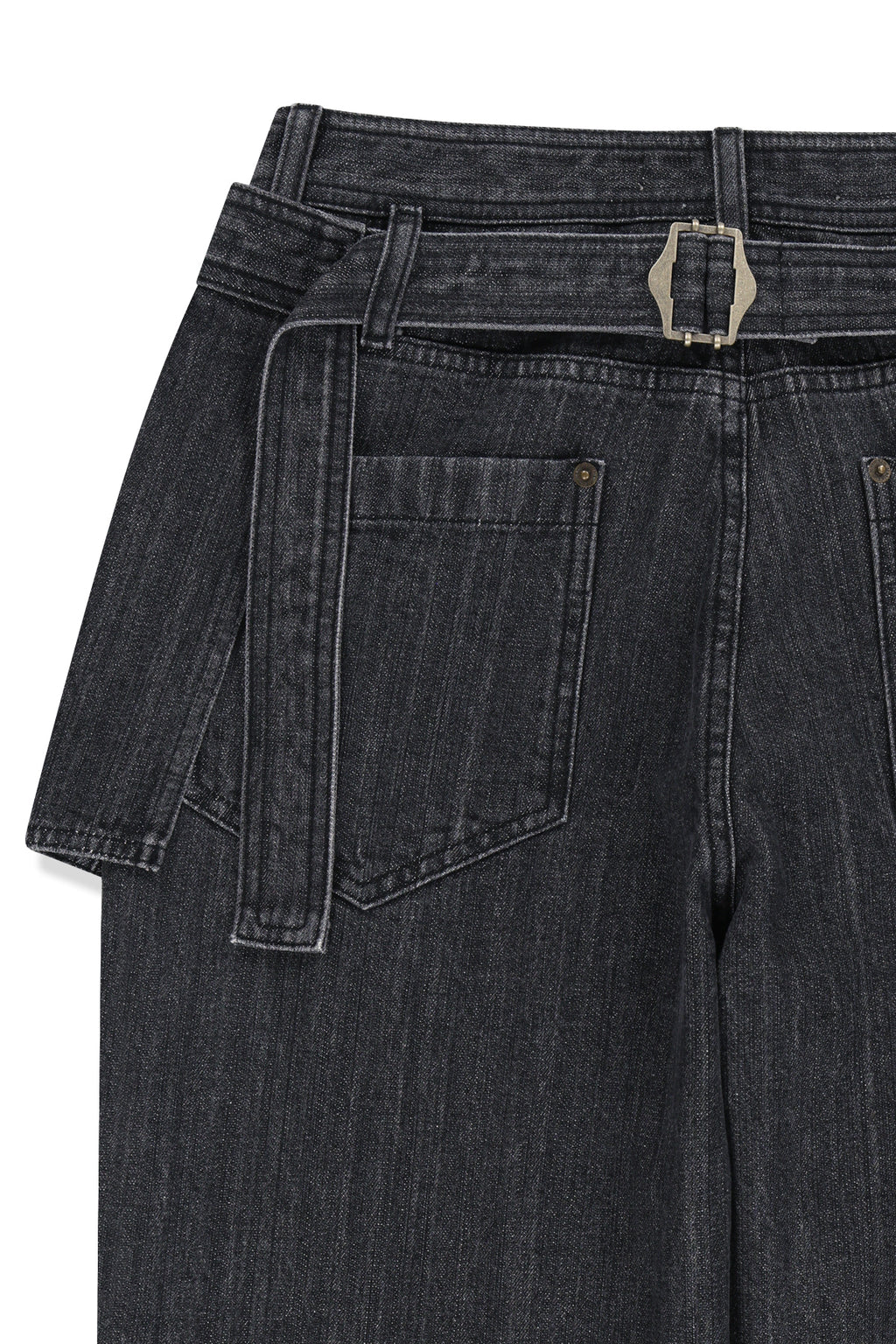 Matin Kim - Apron Layered Denim Pants (Black) product image 6 | TRAB K-Fashion Australia