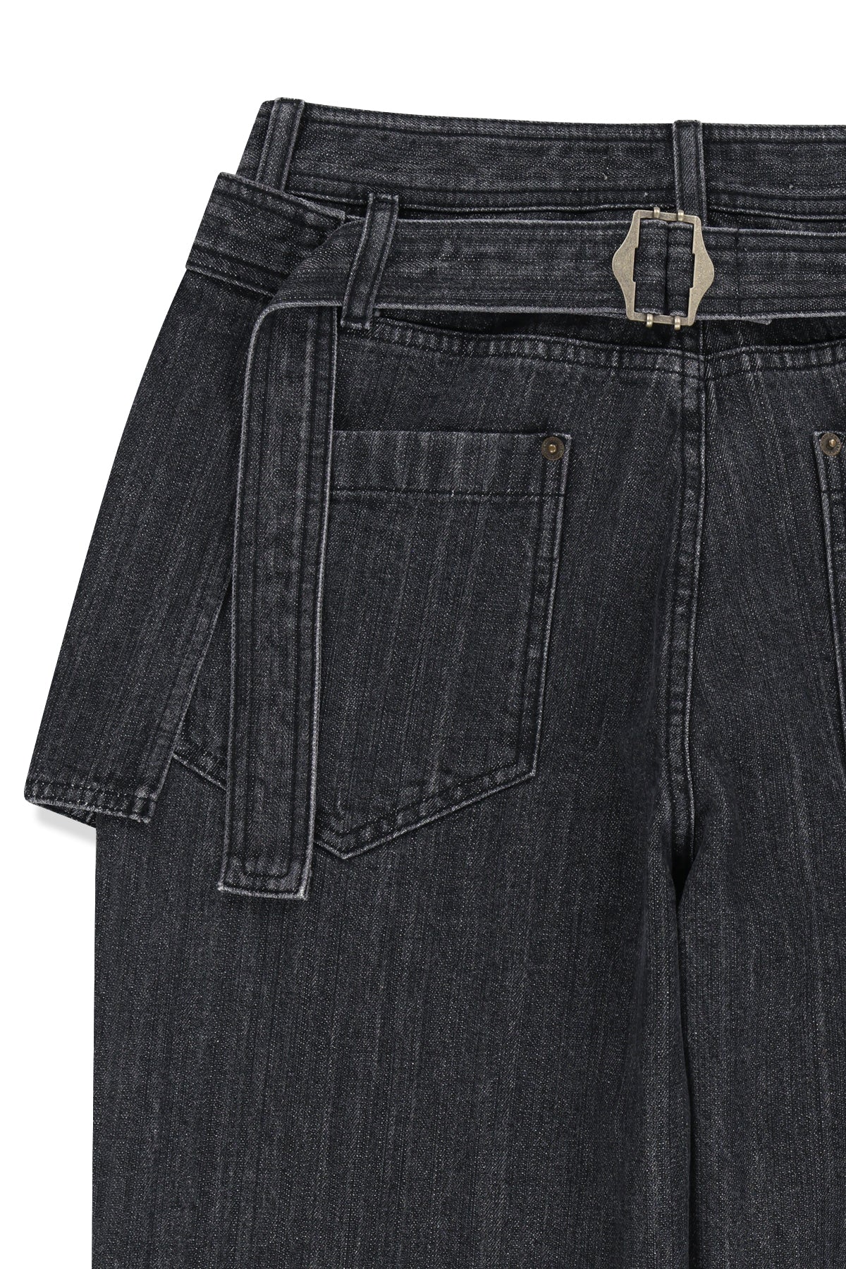 Matin Kim - Apron Layered Denim Pants (Black) product image 6 | TRAB K-Fashion Australia