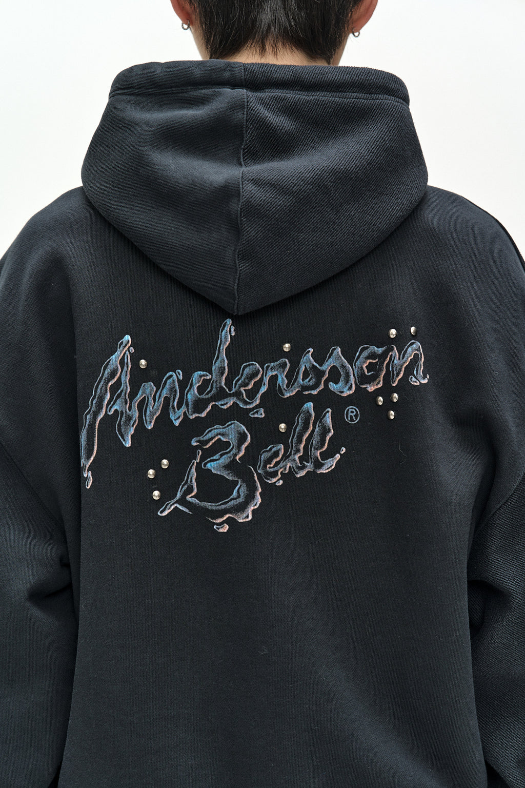 Andersson Bell - (essential) Unisex Patchwork Liquid Logo Hood Zip-Up (charcoal) (Charcoal) product image 10 | TRAB K-Fashion Australia