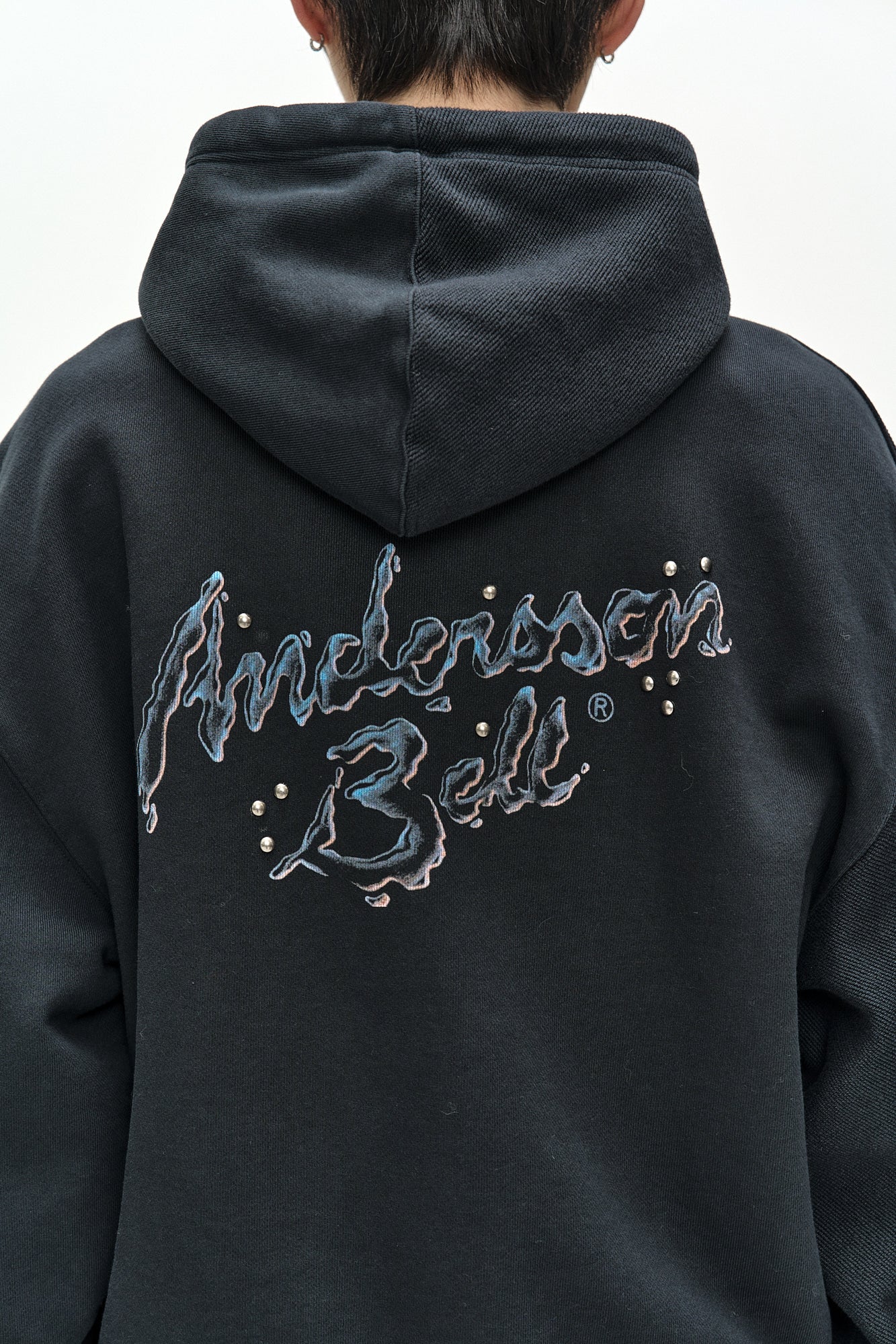 Andersson Bell - (essential) Unisex Patchwork Liquid Logo Hood Zip-Up (charcoal) (Charcoal) product image 10 | TRAB K-Fashion Australia