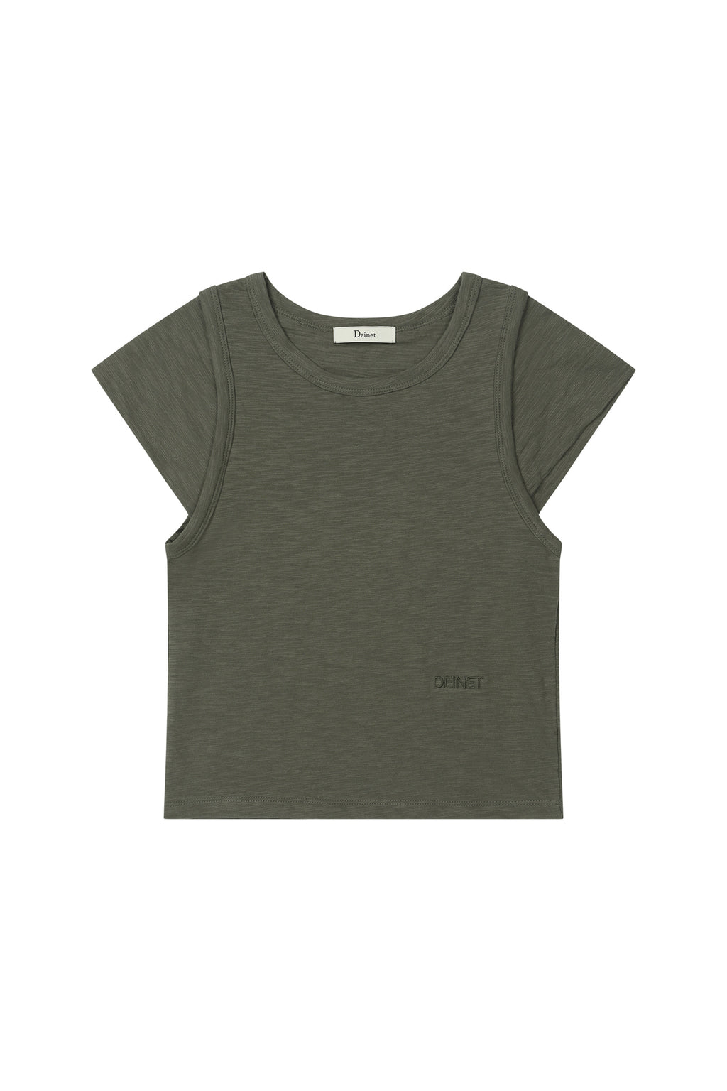 Deinet - Slub Cap Sleeve T-Shirt (Khaki) product image 1 | TRAB K-Fashion Australia