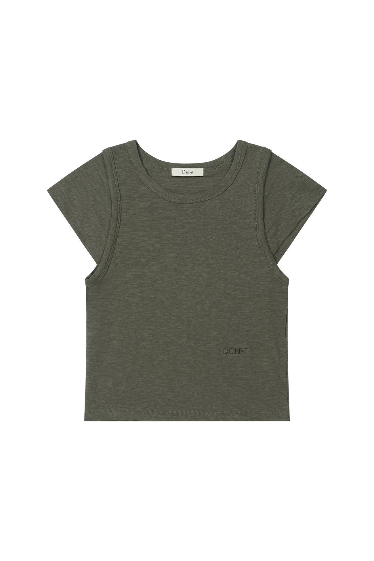 Deinet - Slub Cap Sleeve T-Shirt (Khaki) product image 1 | TRAB K-Fashion Australia