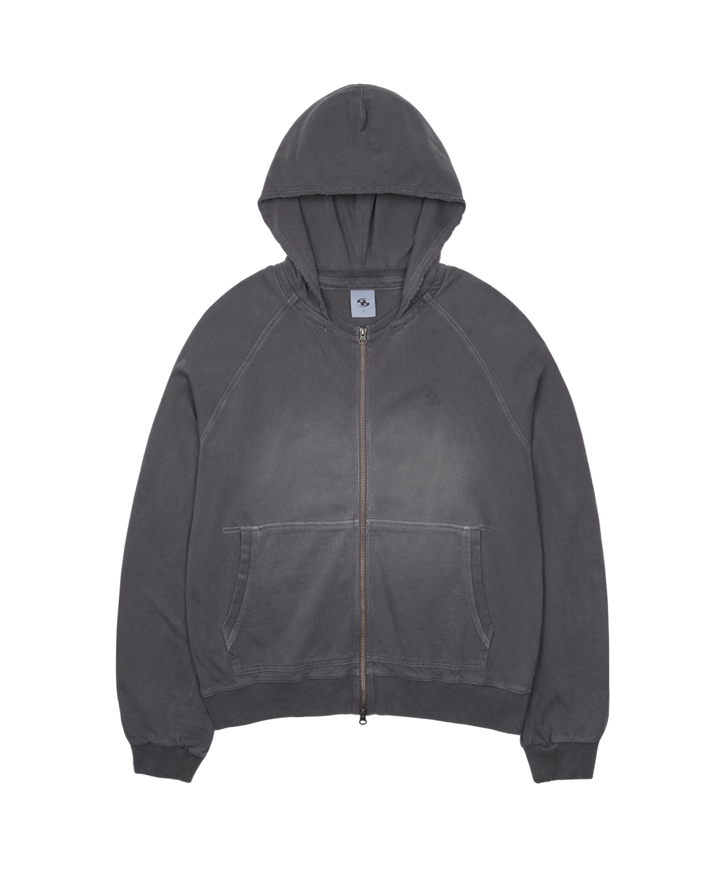 San San Gear - Washed Hoodie Zip-Up (Charcoal) product image 4 | TRAB K-Fashion Australia