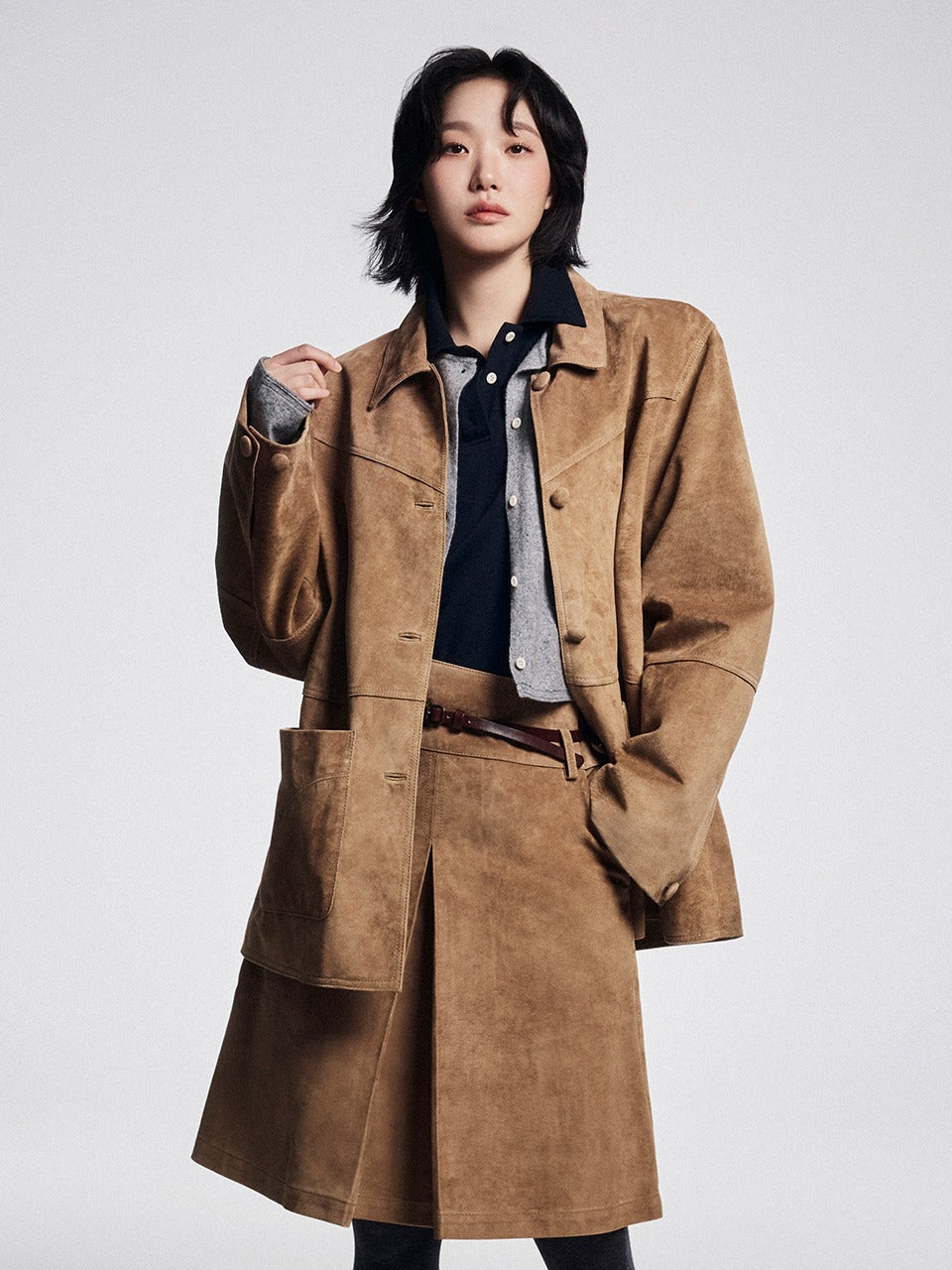 Mardi Mercredi - Suede Oversized Jacket (Camel) product image 1 | TRAB K-Fashion Australia