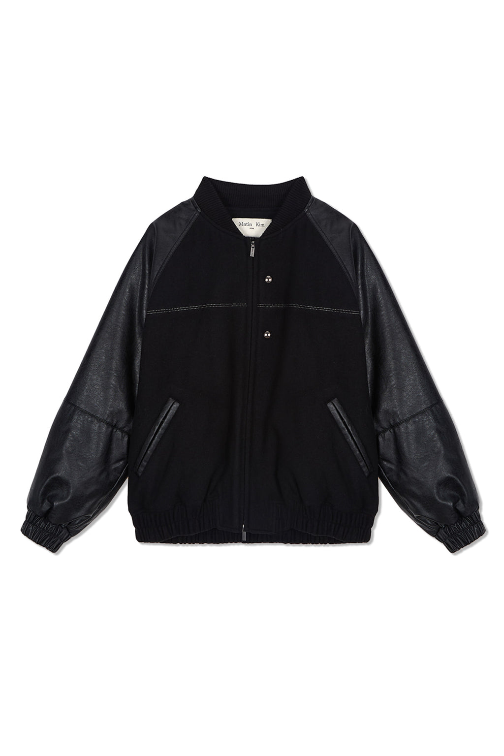 Matin Kim - Stunning Point Faux Leather Jumper (Black) product image 10 | TRAB K-Fashion Australia