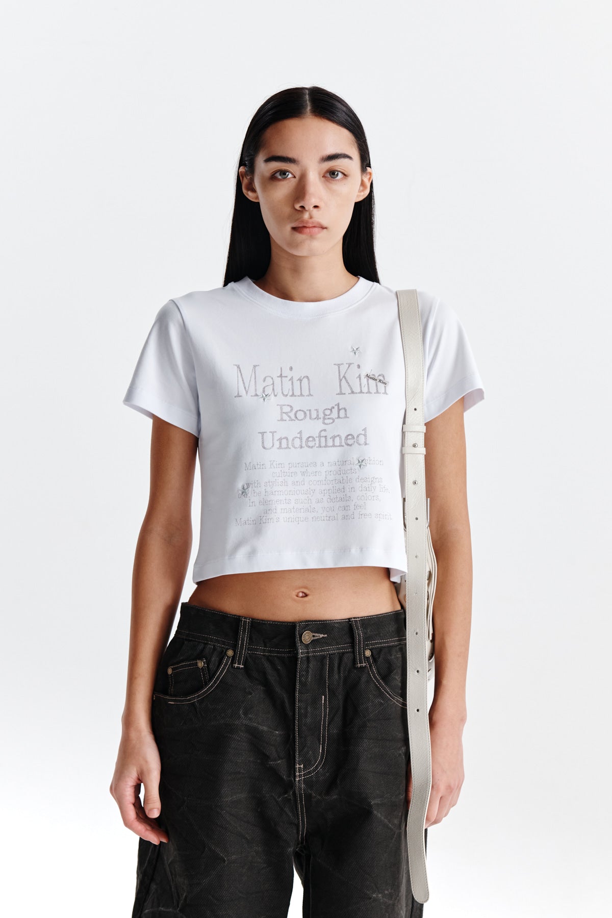 Matin Kim - Dazzle Lettering Crop Top (White) product image 10 | TRAB K-Fashion Australia