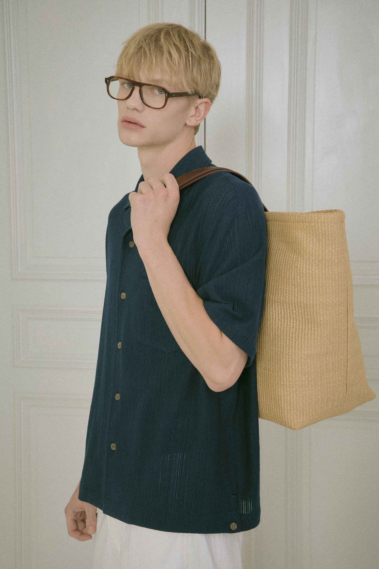 STU - Back Raglan Embo Stripe Shirt (Navy) product image 5 | TRAB K-Fashion Australia