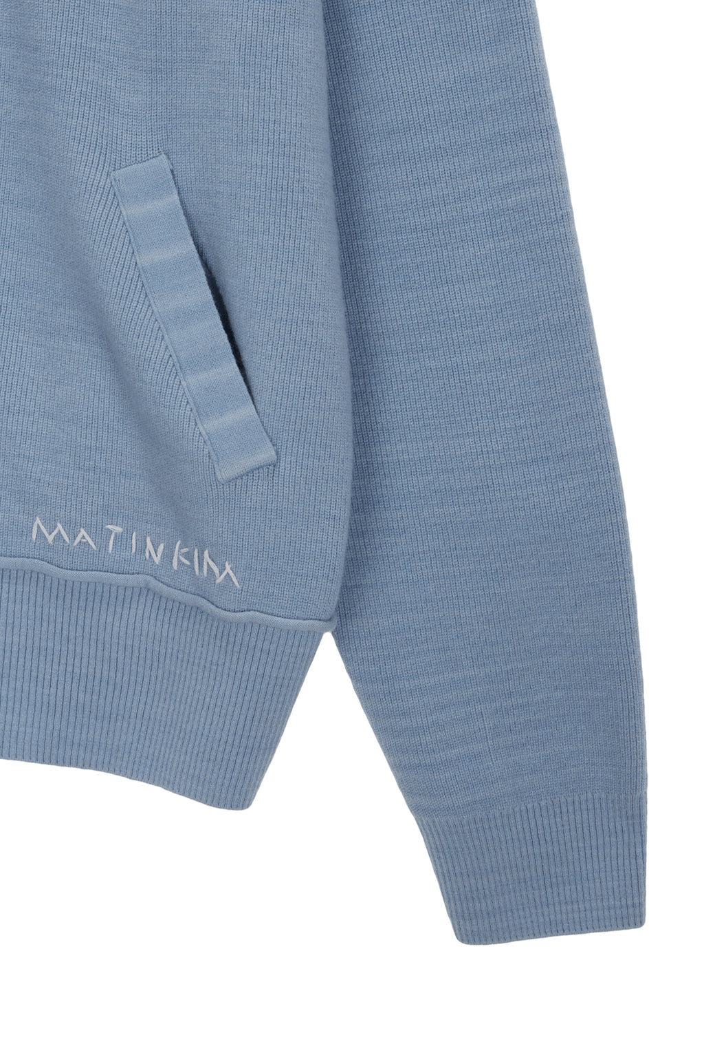 Matin Kim - Ribbed Knit Hoody Zip Up (Sky) product image 4 | TRAB K-Fashion Australia