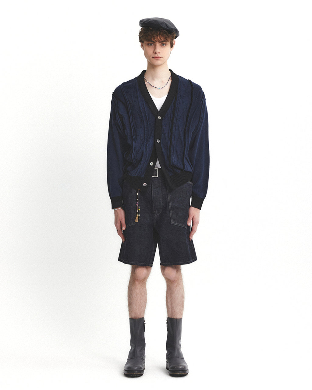 Eastlogue - Asymmetrical Cable Cardigan (D.navy) product image 1 | TRAB K-Fashion Australia