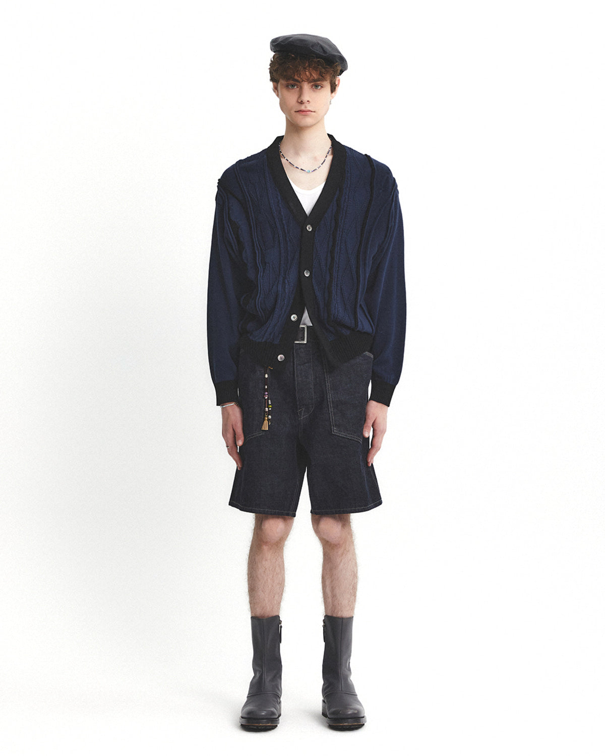 Eastlogue - Asymmetrical Cable Cardigan (D.navy) product image 1 | TRAB K-Fashion Australia