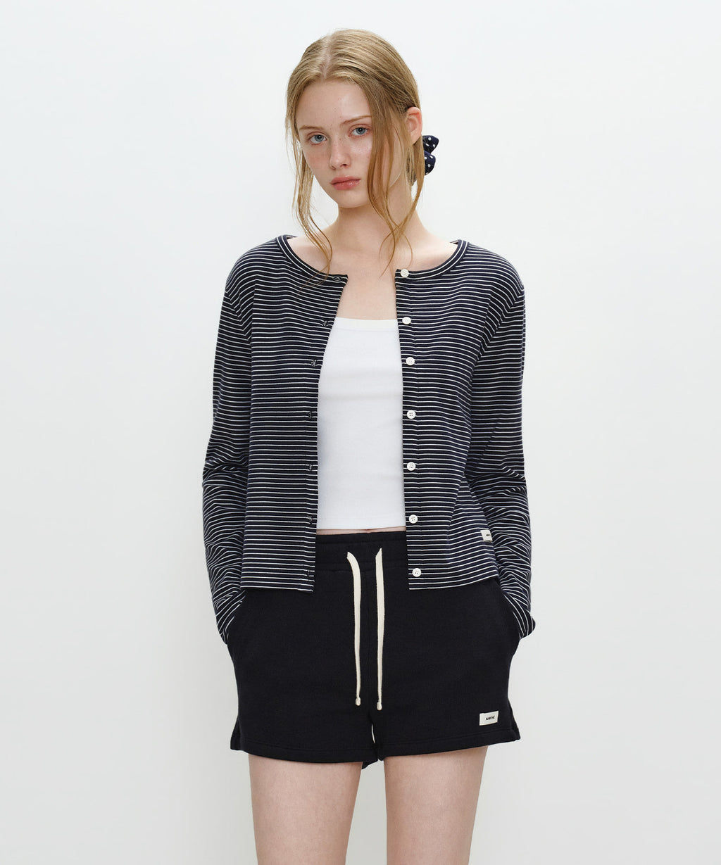 Marithe & Francois Girbaud - Basic Cotton Cardigan (Navy Stripe) product image 1 | TRAB K-Fashion Australia