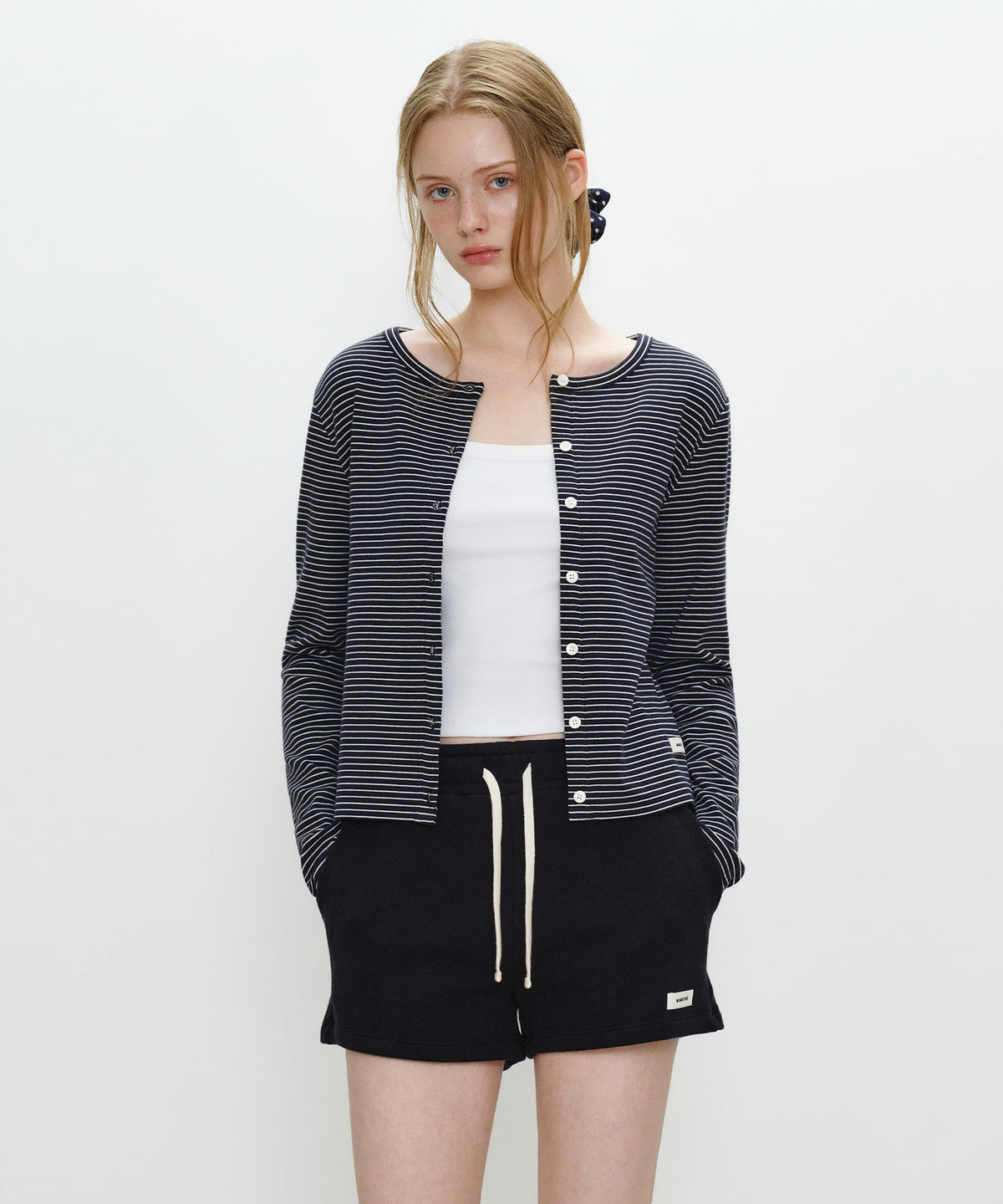 Marithe & Francois Girbaud - Basic Cotton Cardigan (Navy Stripe) product image 1 | TRAB K-Fashion Australia