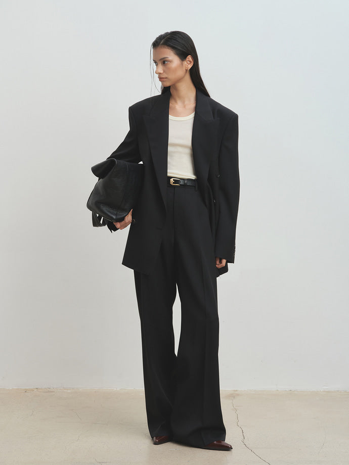 Tonywack - Wool Twill Double-Breasted Tailored Jacket (Black) product image 6 | TRAB K-Fashion Australia