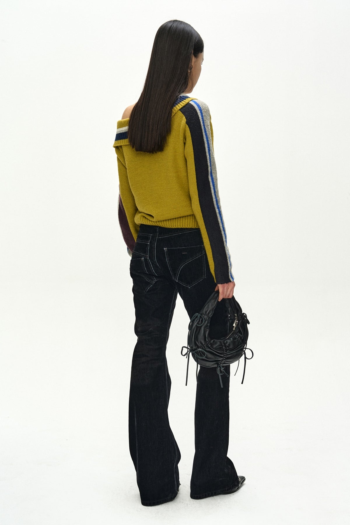 Andersson Bell - Asymmetric Layered Bootcut Pants (Black) product image 4 | TRAB K-Fashion Australia