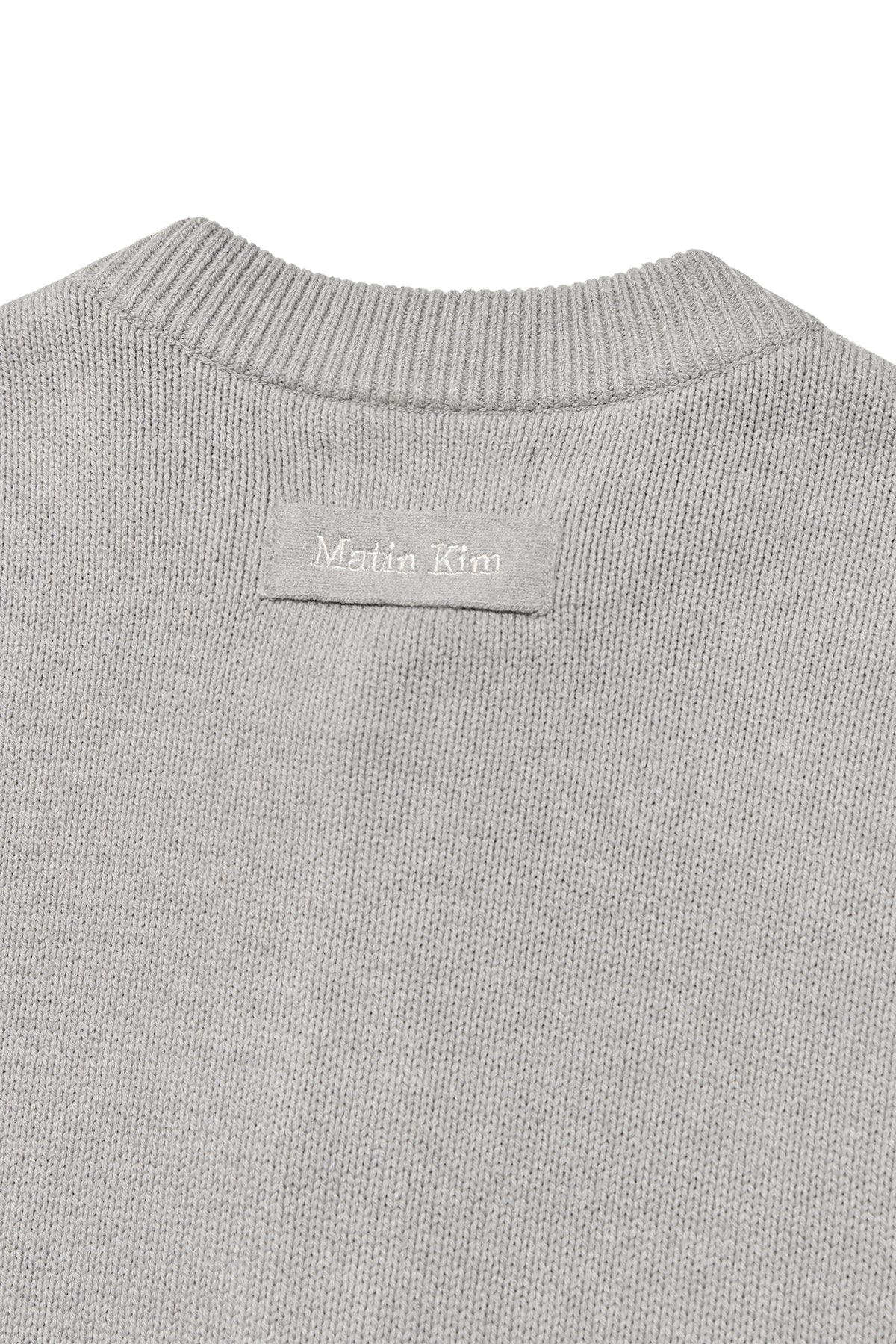Matin Kim - Punching Line Point Round Neck Cardigan (Grey) product image 5 | TRAB K-Fashion Australia
