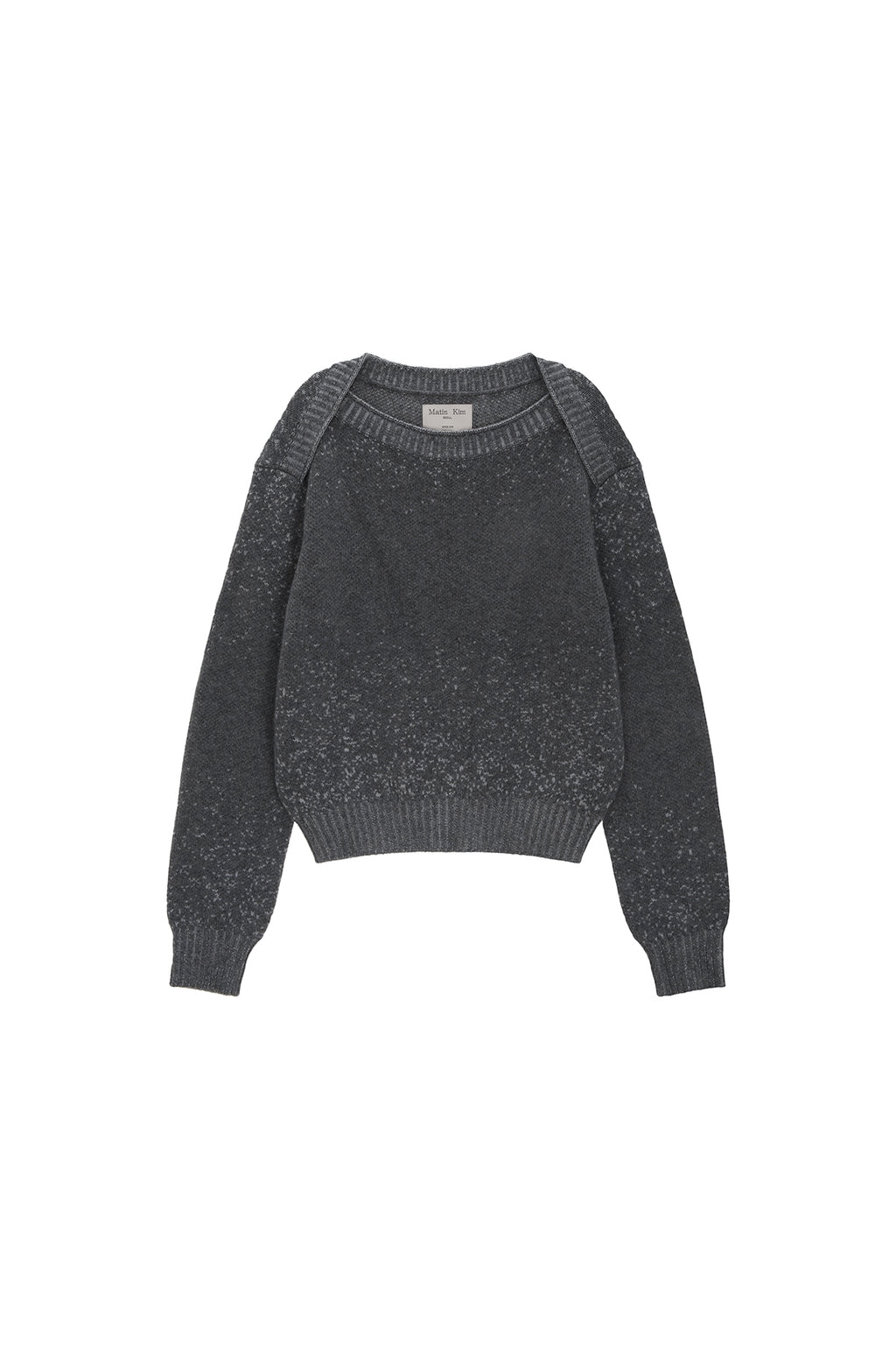 Matin Kim - Boat Neck Two Tone Knit Pullover (Grey) product image 1 | TRAB K-Fashion Australia