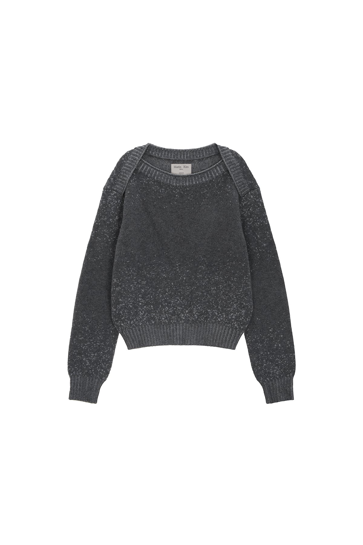 Matin Kim - Boat Neck Two Tone Knit Pullover (Grey) product image 1 | TRAB K-Fashion Australia