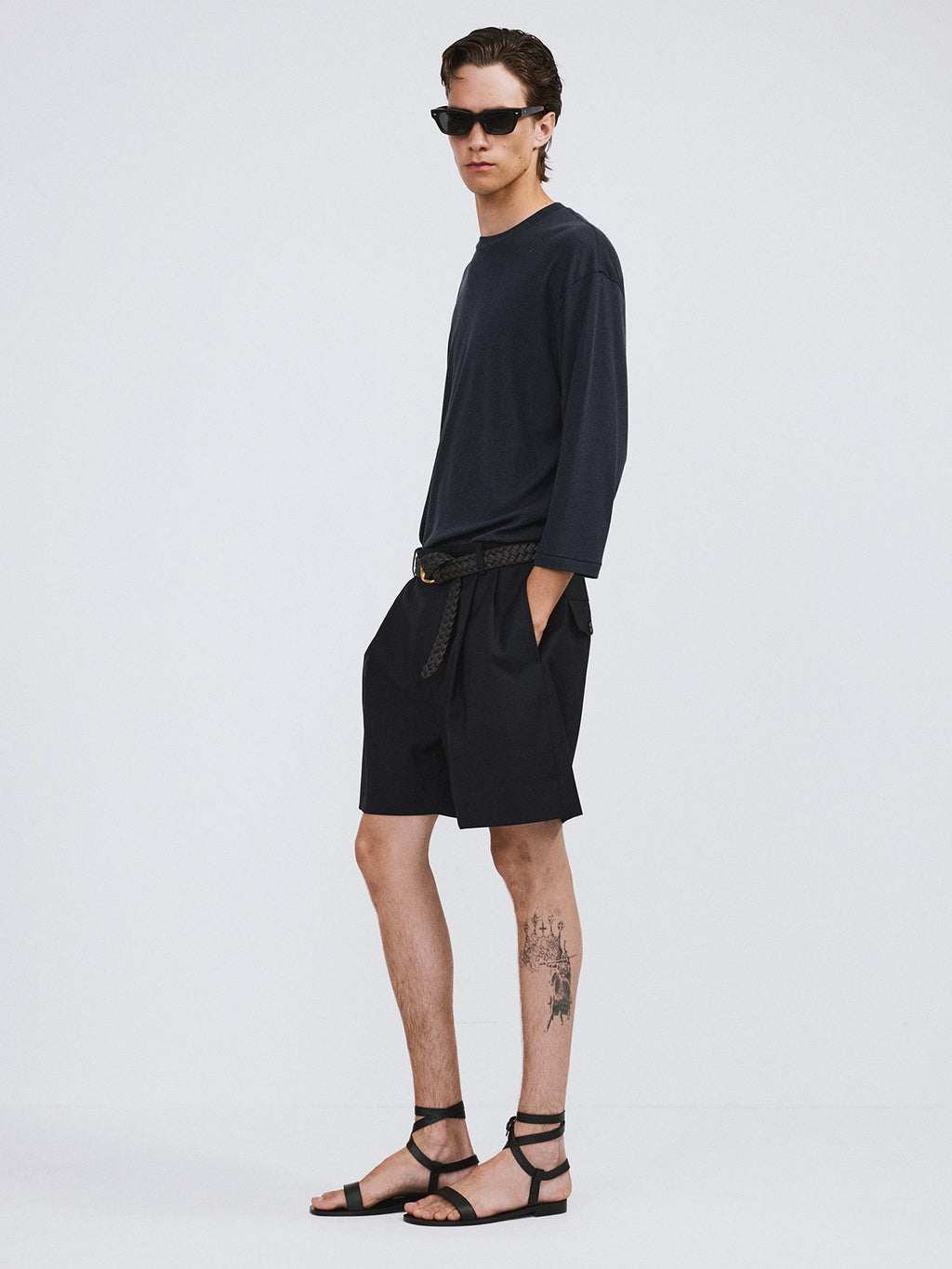 Recto - Double Pleated Shorts (Dark Navy) product image 2 | TRAB K-Fashion Australia