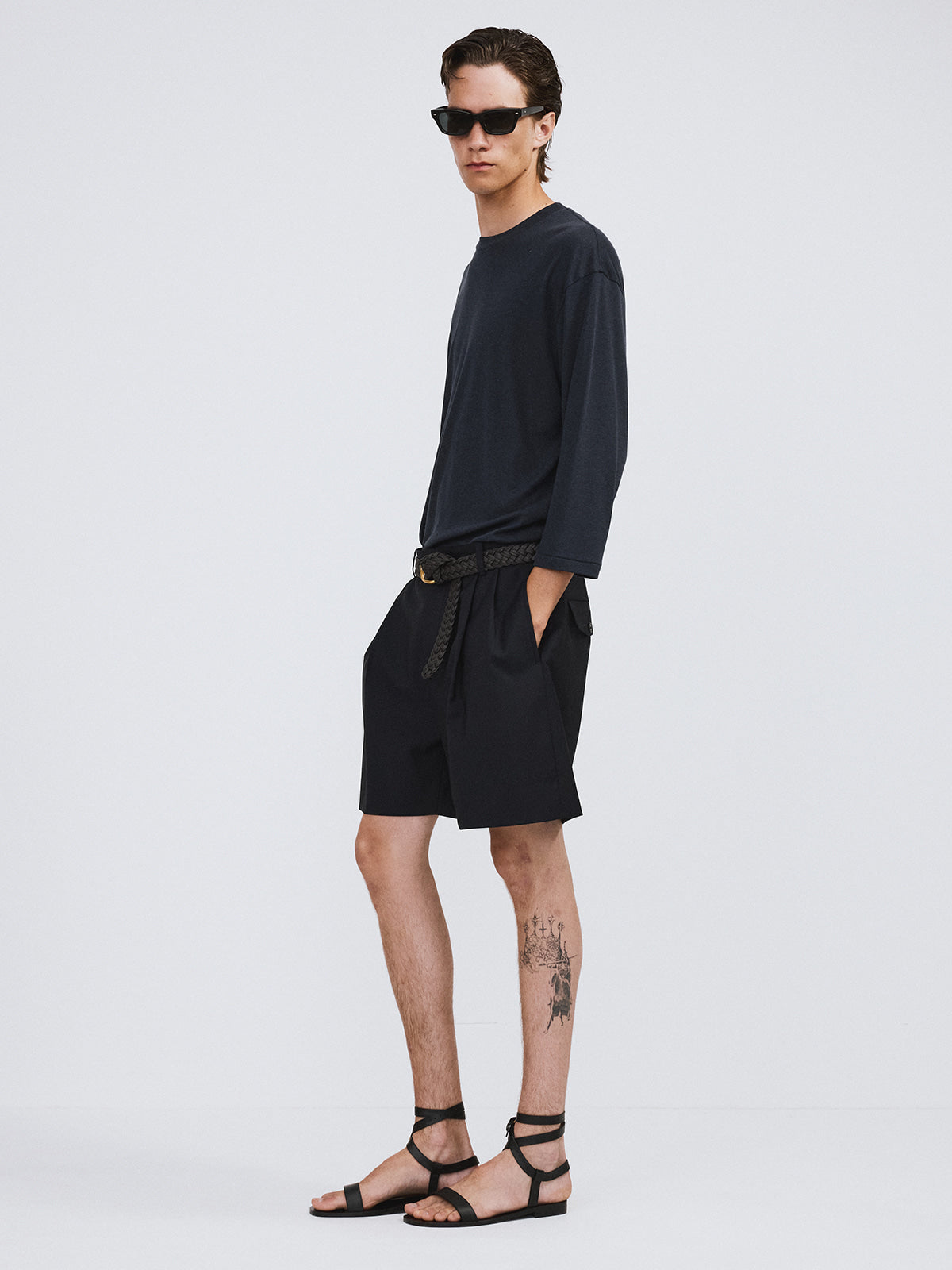 Recto - Double Pleated Shorts (Dark Navy) product image 2 | TRAB K-Fashion Australia