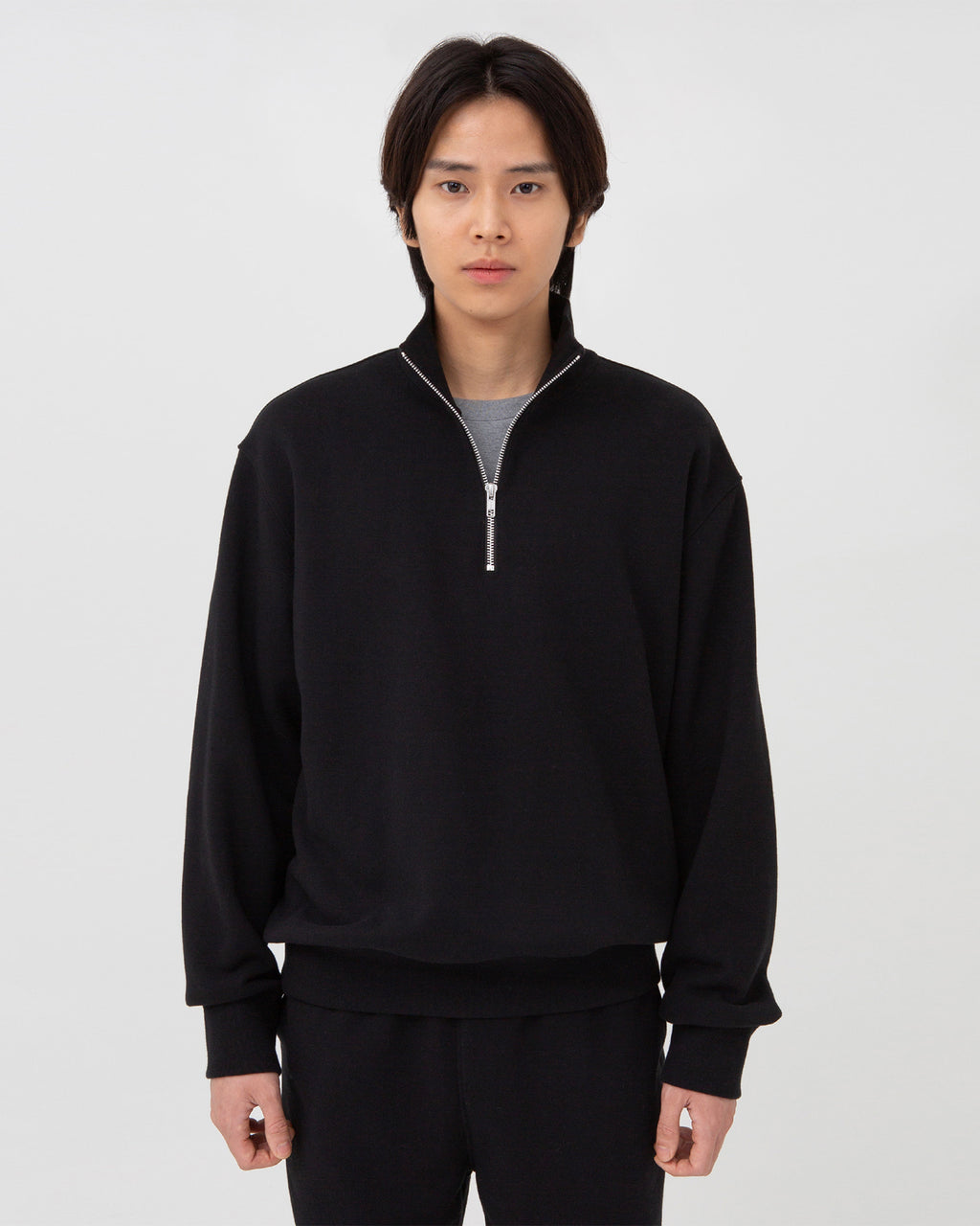 Brownyard - Soft Sweat Half Zip Up (Black) product image 1 | TRAB K-Fashion Australia
