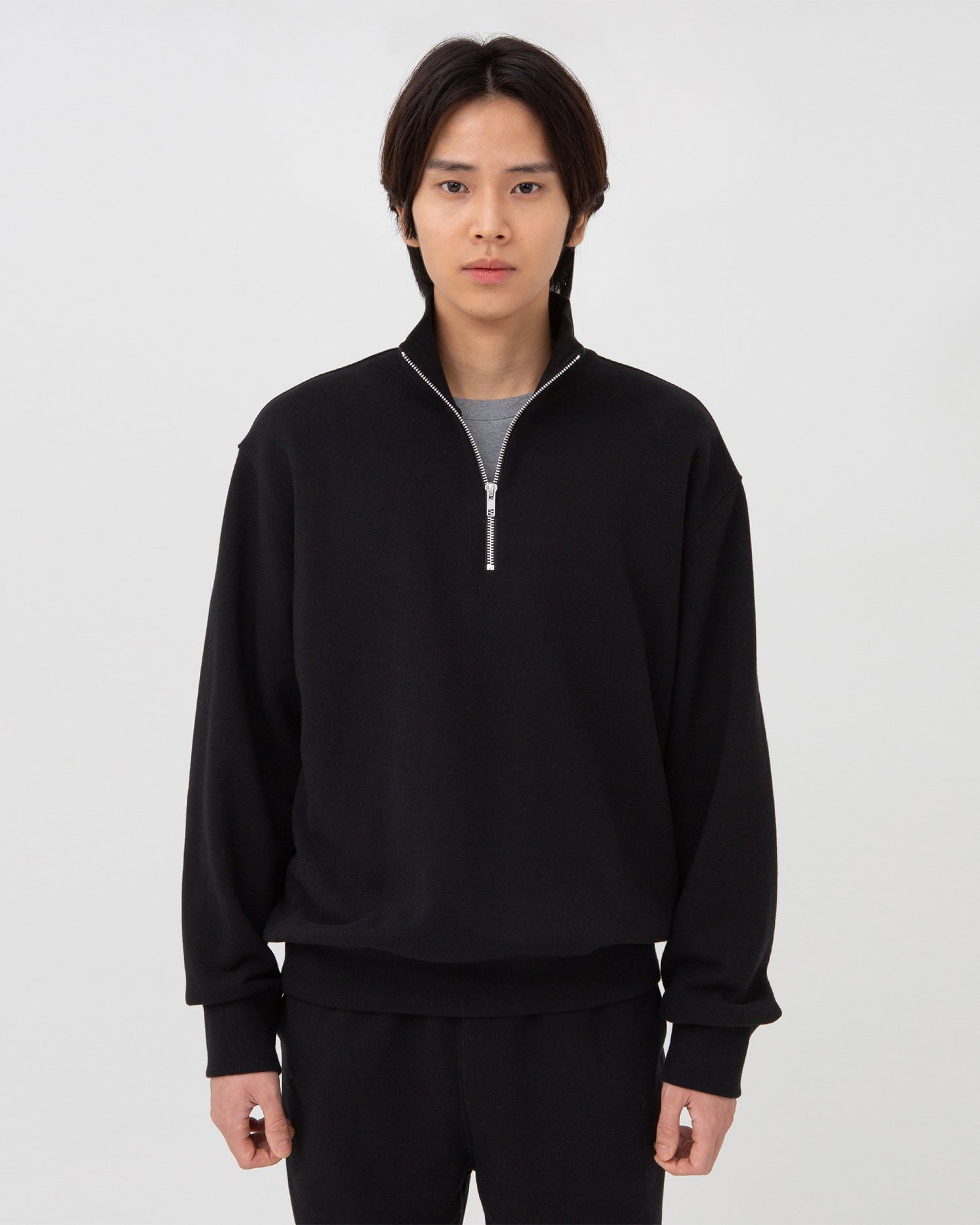 Brownyard - Soft Sweat Half Zip Up (Black) product image 1 | TRAB K-Fashion Australia