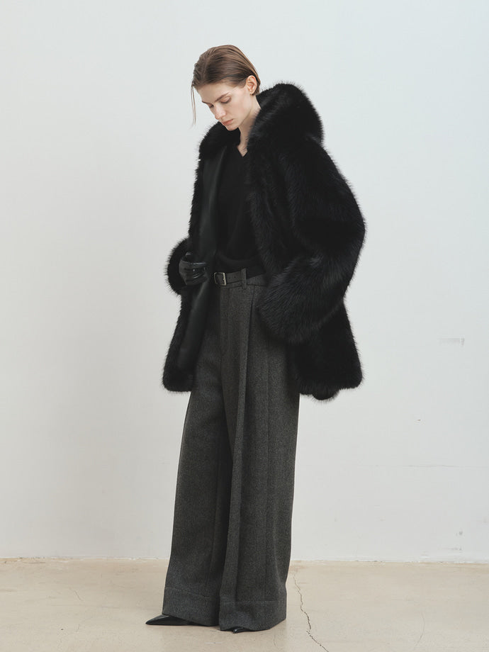 Tonywack - Faux Fur Hooded Half Coat (Black) product image 3 | TRAB K-Fashion Australia