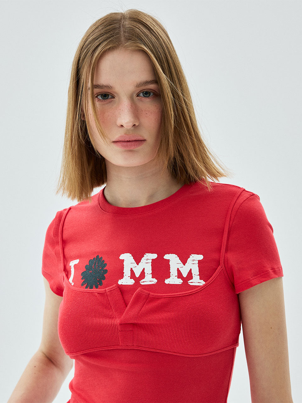 Mardi Mercredi - Tshirt Cracked Ifmm Layered Detail (Red) product image 1 | TRAB K-Fashion Australia