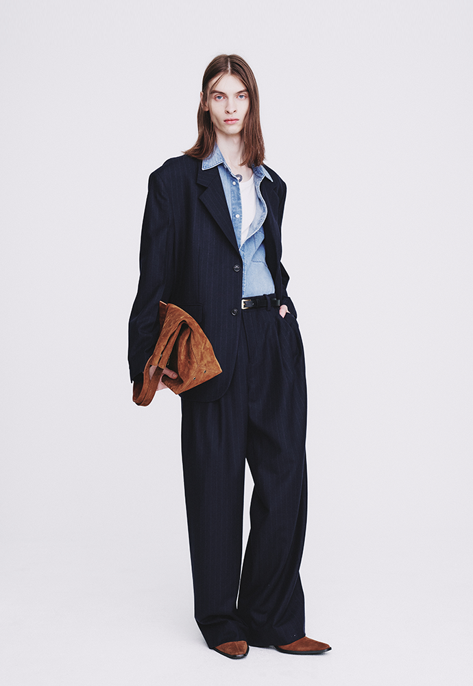 Tonywack - Virgin Wool Oversized Blazer (D.Navy Pinstripe) product image 5 | TRAB K-Fashion Australia