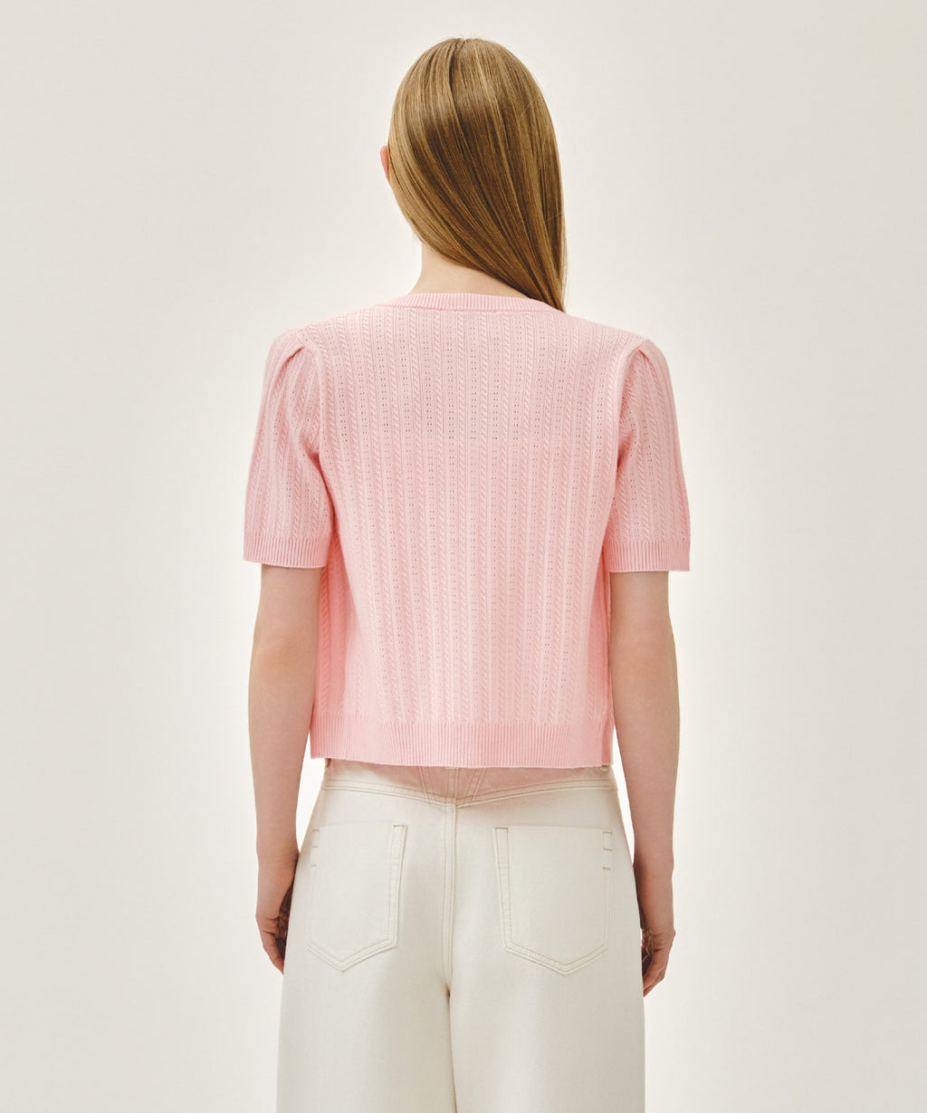Marithe & Francois Girbaud - Small Classic Logo Half Knit Cardigan Set Up (Light Pink) product image 4 | TRAB K-Fashion Australia